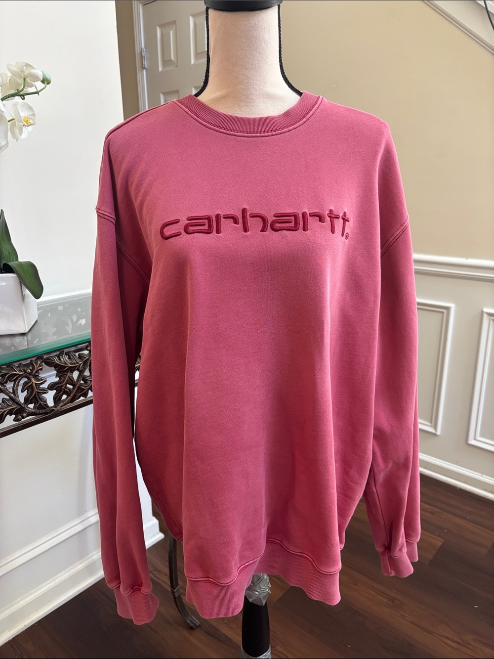 Carhartt Women's Rose Pink Embroidered Logo Crewneck size XL